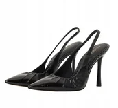 Czółenka - ALDO CZÓŁENKA DAMSKIE CZARNE LAKIEROWANE SZPILKA 35 T6A - miniaturka - grafika 1