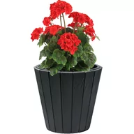 Donice - Doniczka okrągła imitacja drewna 21 L antracyt Ø 35 cm - stylowa i wytrzymała dekoracja do domu i ogrodu - miniaturka - grafika 1