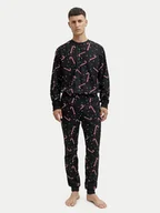 Piżamy męskie - Jack&Jones Piżama Tristan 12285375 Czarny Loose Fit - miniaturka - grafika 1