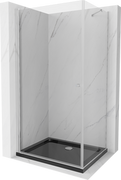 Kabiny prysznicowe - Mexen Pretoria kabina prysznicowa uchylna 70x80 cm, transparent, chrom + brodzik Flat, czarny - 852-070-080-01-00-4070 - miniaturka - grafika 1