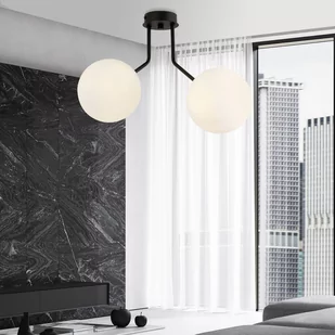 Emibig Lighting czarny krótki żyrandol białe klosze NOVA 2 BLACK/OPAL 1138/2 nowoczesna lampa sufitowa czarno-biała do małej sypialni 1138/2 - Lampy sufitowe - miniaturka - grafika 3