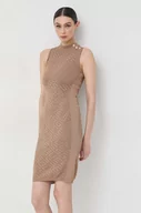 Sukienki - Guess sukienka kolor brązowy mini dopasowana - miniaturka - grafika 1