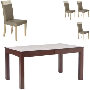 Zestaw Stół Seweryn + Krzesła Norbert Halmar 8, Dąb Sonoma / Beż / Krem Eco Skay, Ciemny Orzech - Stoły z krzesłami - miniaturka - grafika 1
