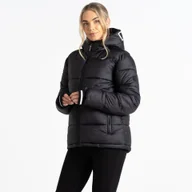 Kurtki i kamizelki sportowe damskie - Dare 2b Damska kurtka pikowana z kapturem Chilly Czarny, Rozmiar: 32 - miniaturka - grafika 1