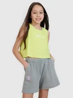 Koszulki dla dziewczynek - 4F Crop top oversize z nadrukiem dziewczęcy - zielony 122 (6-7 lat) - miniaturka - grafika 1