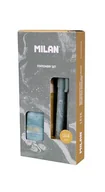 Ołówki - MILAN® Pudełko upominkowe z serii Lava z długopisem P1, ołówkiem mechanicznym PL1 0,5 mm HB i ostrzałką CAPSULE, zielone - miniaturka - grafika 1