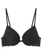 Biustonosze - Wspaniały Biustonosz Push Up Tiul Mikrofibra i Koronka Czarny, czarny, 85B - miniaturka - grafika 1