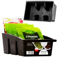 Kosze na śmieci - Pojemnik Na Przyprawy Organizer Na Saszetki Przegródki Czarny - miniaturka - grafika 1