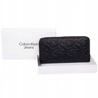 Portfele - CALVIN KLEIN PORTFEL DAMSKI SLEEK ZIP AROUND BLACK - miniaturka - grafika 1