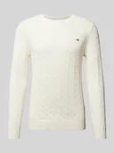 Swetry męskie - Sweter z dzianiny z wyhaftowanym logo - miniaturka - grafika 1