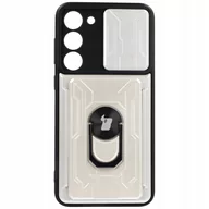 Etui i futerały do telefonów - Bizon Etui Case Camshield Card Slot Ring do Samsung Galaxy S23 Plus białe - miniaturka - grafika 1