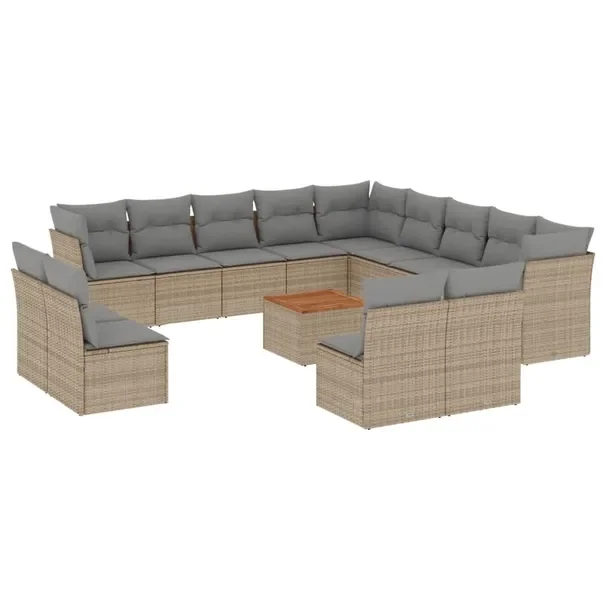 Zestaw wypoczynkowy rattan PE RelaxCorner 3s+10s+stolik, beżowy/jasnoszary