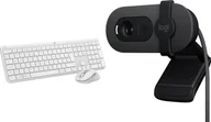 Zestawy myszka + klawiatura - Klawiatura + mysz Logitech Signature Slim MK950 biała 920-012491 + Brio 100 960-001585 - miniaturka - grafika 1