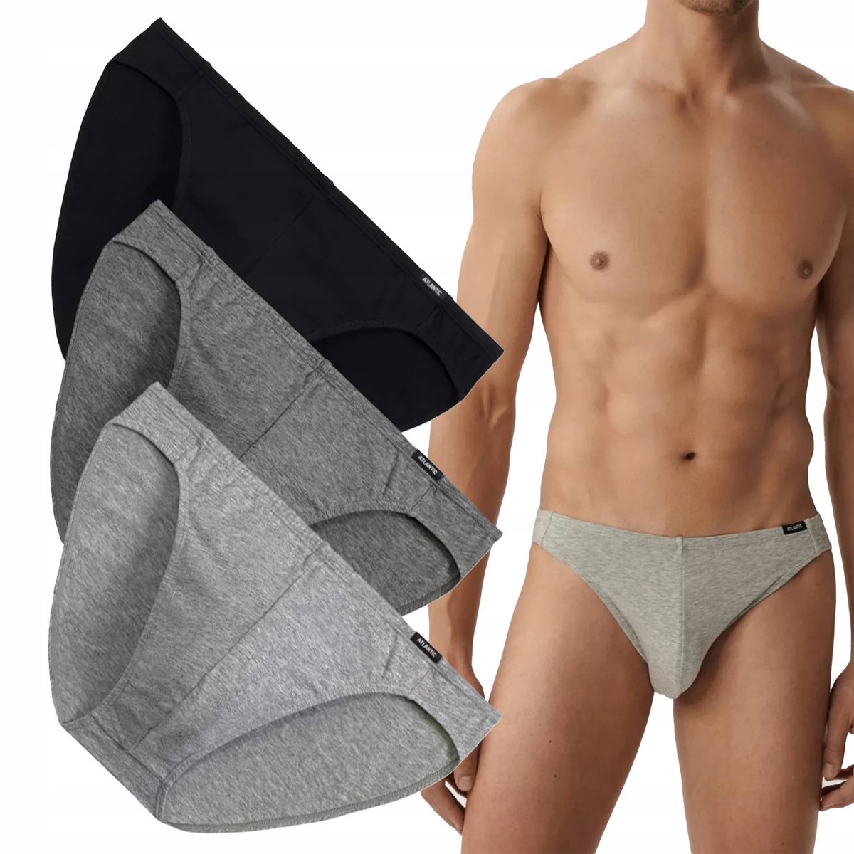 SLIPY MĘSKIE bawełniane majtki oddychające nieuciskające Atlantic *S