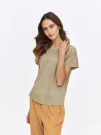 Koszulki i topy damskie - T-shirt damski jasnozielony - SPO6256JZ t-shirt krótki rękaw - TOP SECRET - Odzieżowy sklep internetowy TOP SECRET - miniaturka - grafika 1