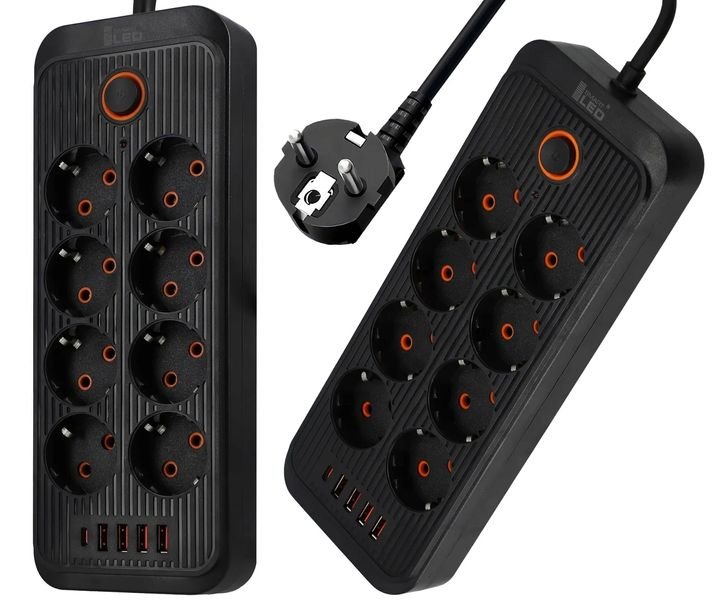 Przedłużacz Listwa Zasilająca Sieciowa 2M 8 Gniazd 230V + 4X USB Ładowarka