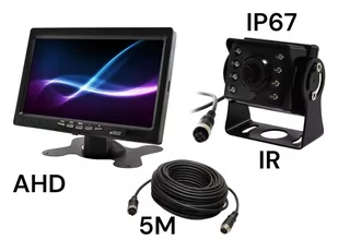 Monitor samochodowy LCD 7 cali 12/24V kabel 5M oraz kamera cofania 4pin zestaw AHD - Car Video - miniaturka - grafika 1