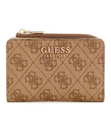 Portfele - GUESS Laurel Zip Around etui na karty, logo Latte - miniaturka - grafika 1