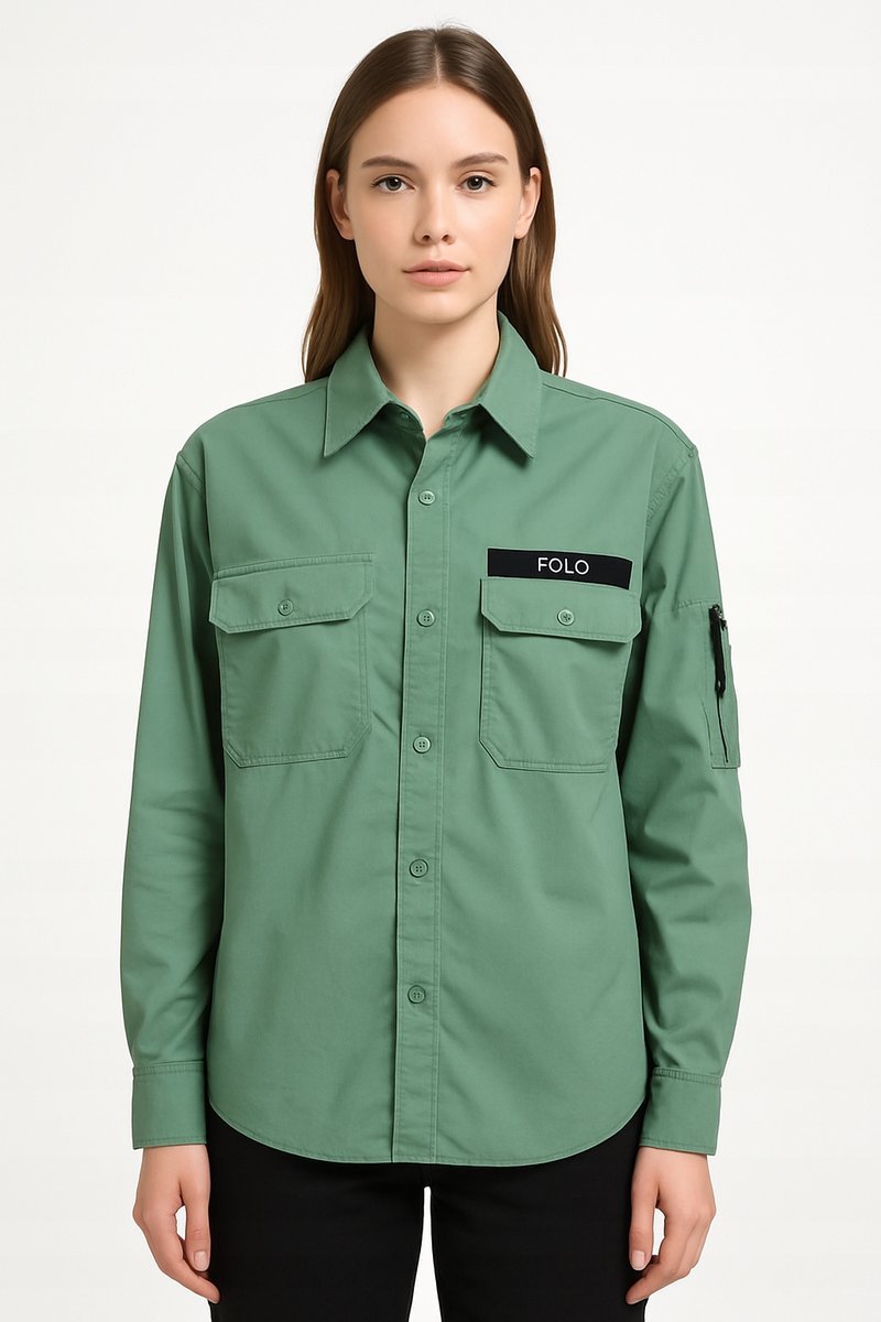 POLO RALPH LAUREN KOSZULA ZIELONA Z KIESZENIAMI I NASZYWKĄ M 1JPA