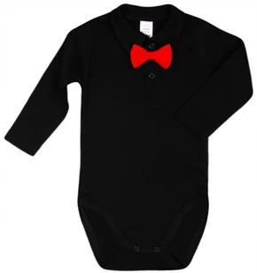 Body KOŁNIERZYK Polo DŁR czarne MUCHA czerwona r 104 KLEKLE - Body dla niemowląt - miniaturka - grafika 1
