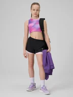 Spodnie i spodenki dla dziewczynek - 4F Spodenki sportowe szybkoschnące dziewczęce - czarne 158/164 (12-14 lat) - miniaturka - grafika 1