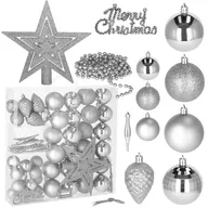Bombki - Bombki choinkowe 51 szt. ozdoby świąteczne srebrny CA0125 - miniaturka - grafika 1