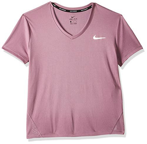 Nike koszulka damska W Nk Miler Top Vneck Plum Dust/Reflective Silver M