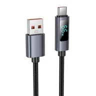 Kable USB - Kabel USB A do USB C Hoco 5A z wyświetlaczem 1 m X112 czarny - miniaturka - grafika 1