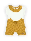 Kombinezony dla dzieci - Niemowlęcy rampers w kropeczki musztardowy Nicol,r.62 - miniaturka - grafika 1