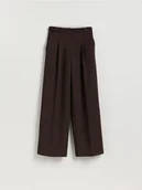 Spodnie damskie - Reserved - Szerokie spodnie z kantem - ciemnobrązowy - miniaturka - grafika 1