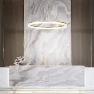 Ideallux Lampa wisząca Ideal Lux LED Crown Ø 80 cm, metal w kolorze mosiądzu - Lampy sufitowe - miniaturka - grafika 1