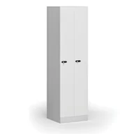 Szafki biurowe - Szafka ubraniowa metalowa, 2 szafki, 1850 x 500 x 500 mm, zamek mechaniczny na kod, drzwi laminowane, biała - miniaturka - grafika 1