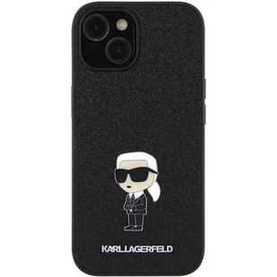 Karl Lagerfeld KLHCP15SGKNPSK iPhone 15 6.1" czarny/black hardcase Fixed Glitter Ikonik Logo Metal Pin - Etui i futerały do telefonów - miniaturka - grafika 3