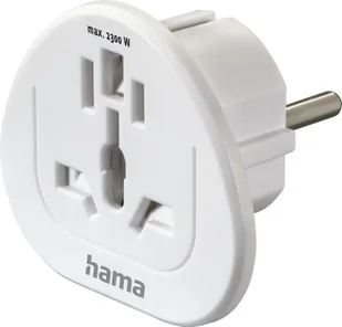 Hama Adapter Podróżny Gniazdo Uniwersalne -> Wtyk EU Biały - Złącza, przejściówki, adaptery - miniaturka - grafika 1