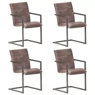 Krzesła - vidaXL Krzesła stołowe, wspornikowe, 4 szt., brązowe, skóra naturalna 3059805 - miniaturka - grafika 1