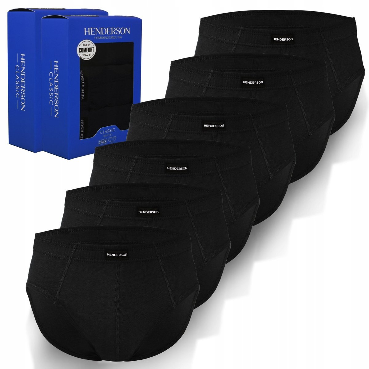 HENDERSON Zestaw Slipy Męskie Bawełna Czarny 6 Par Rozmiar L