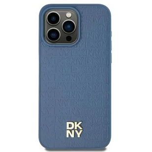 Oryginalne Etui IPHONE 13 / 14 / 15 DKNY Hardcase Leather Pattern Metal Logo MagSafe (DKHMP15SPSHRPSB) niebieskie - Etui i futerały do telefonów - miniaturka - grafika 1