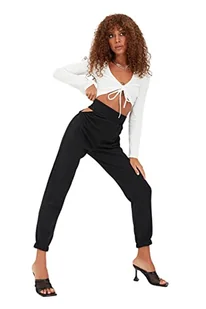 Trendyol Damskie spodnie dresowe z wysokim stanem Skinny Fit Jogger, Czarny, S - Spodnie damskie - miniaturka - grafika 1