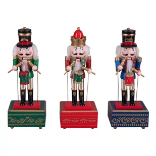 Dziadek do orzechów pozytywka na kwadratowej podstawie 30 cm - Ozdoby bożonarodzeniowe - miniaturka - grafika 1