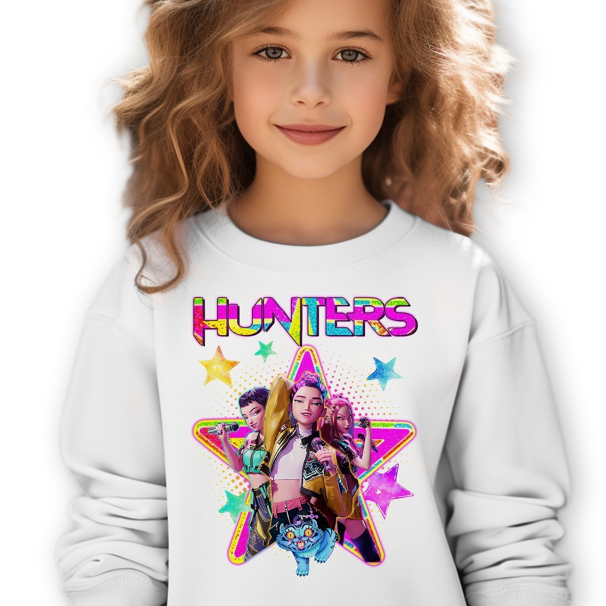 Bluza Dziecięca Biała KPOPOWE ŁOWCZYNIE DEMONÓW K-pop Muzyka Wz Rozm 116 cm