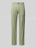 Spodnie męskie - Spodnie lniane o kroju tapered fit z zakładką w pasie model ‘OSBY JOGGER’ - miniaturka - grafika 1