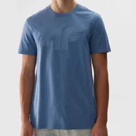 Koszulki męskie - Koszulka Męska 4F Sportowy T-shirt Denim Regular TTSHM1155 S Niebieski - miniaturka - grafika 1