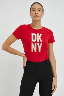 Koszulki sportowe damskie - Dkny t-shirt damski kolor czerwony - DKNY - grafika 1