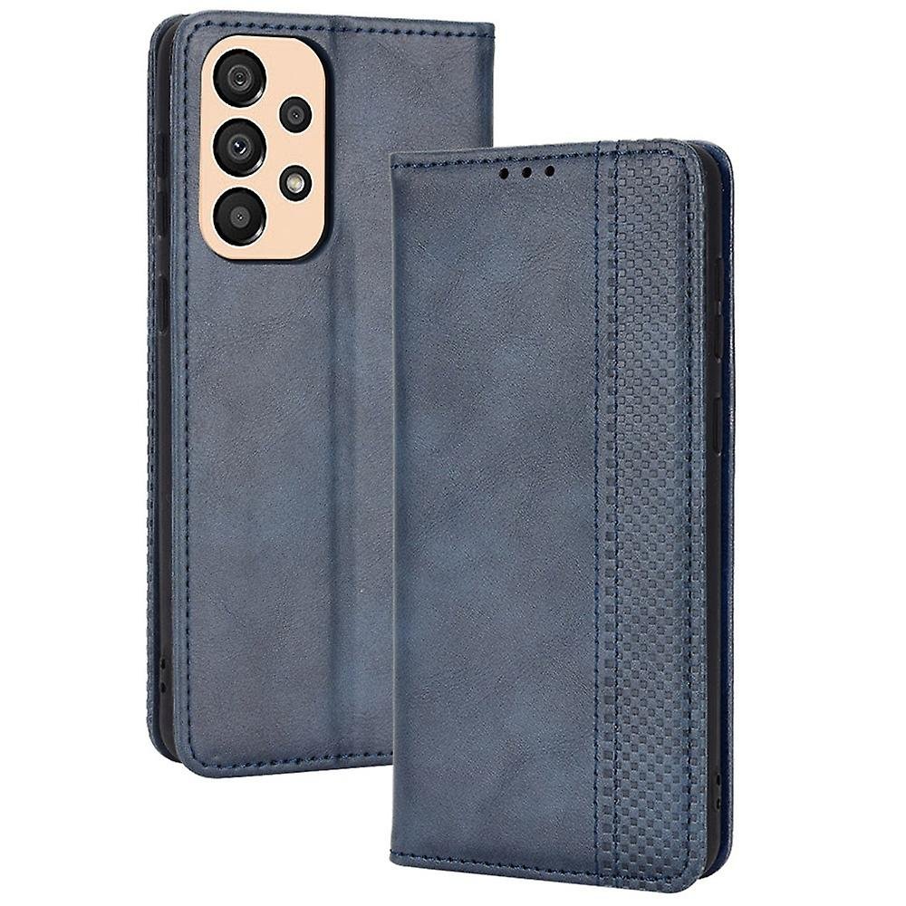 Dla Samsung Galaxy A33 5G Retro Portfel Pokrowiec na telefon Mozaika Magnes Zamknięcie Regulowany stojak Niebieski Style C Samsung Galaxy A33 5G