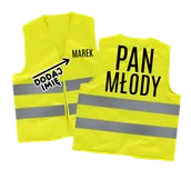 Gadżety na imprezę - KAMIZELKA ODBLASKOWA PAN MŁODY Z IMIENIEM - miniaturka - grafika 1