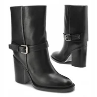 Botki damskie - Czarne botki krótkie kozaki damskie Carinii B9940 skóra eleganckie r.40 - miniaturka - grafika 1