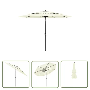 The Living Store 3-poziomowy parasol na aluminiowym słupku - piaskowy - 3 m - Parasol Ogrodowy - Parasole ogrodowe - miniaturka - grafika 1