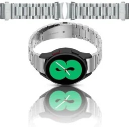 Bizon Pasek ze stali nierdzewnej Strap Watch Aura do Samsung Galaxy Watch FE/7/6/6 Classic/5/5 Pro/4/4 Classic, srebrny - Akcesoria do smartwatchy - miniaturka - grafika 1