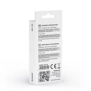 SAVIO CZYTNIK KART SD, USB 2.0 AK-63 - Czytniki kart pamięci - miniaturka - grafika 2