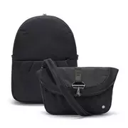 Torby podróżne - Torebka / plecak damski antykradzieżowy Pacsafe Citysafe CX Convertible Backpack Econyl czarny - miniaturka - grafika 1